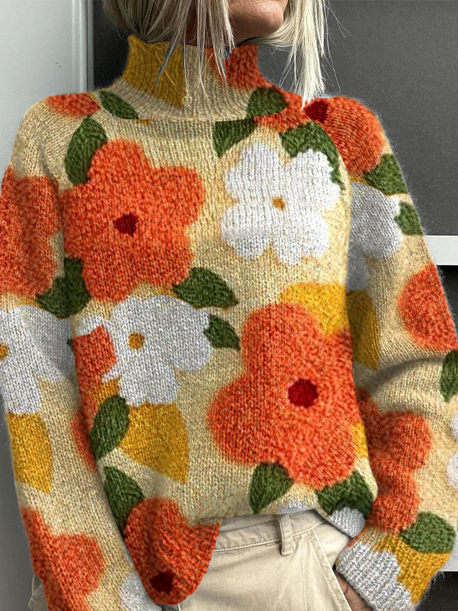 Jessie | Cozy Floral Turtleneck Sweater